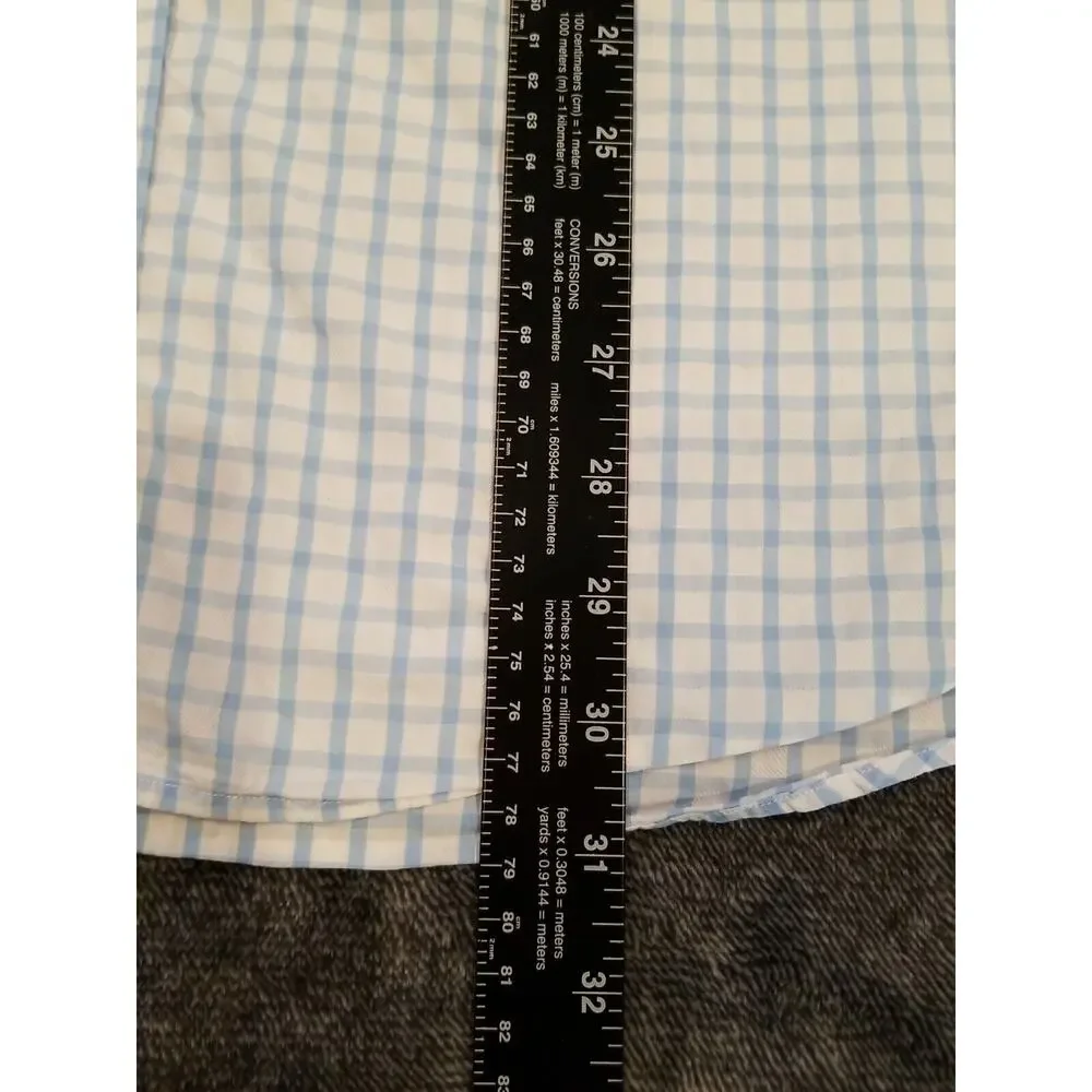 Banana Republic Mens Blue/White Window Pane Print Button up Shirt Size‎ XXL